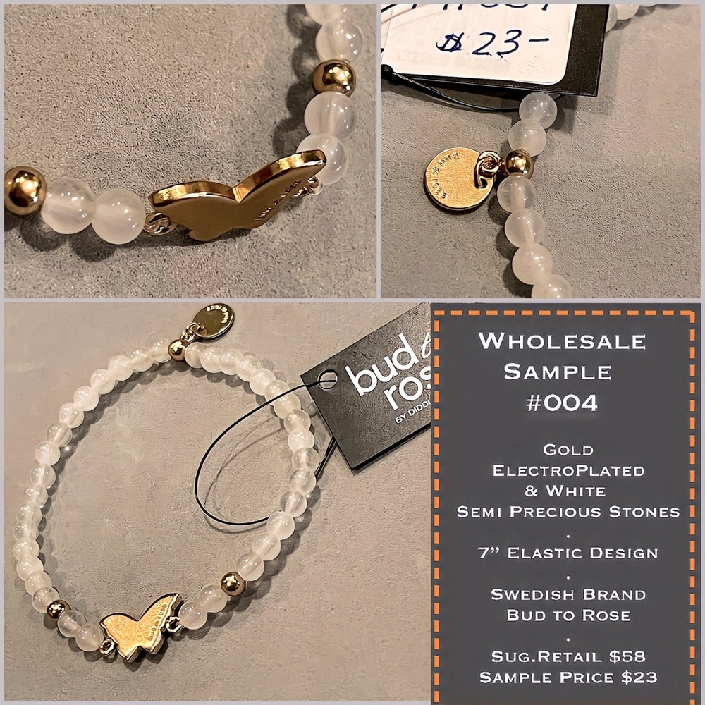 Gold Butterfly & Semi Precious Stone Bracelet